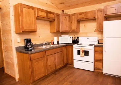 Two bedroom rental cabin kitchen area